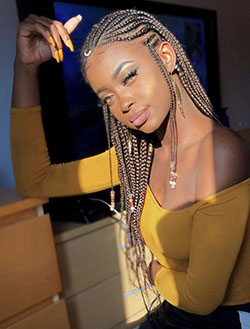 Estilos de trenzas francesas para cabello negro.: afroamericano,  trenzas de caja,  Peinados con trenzas,  Trenza francesa,  pelo negro  