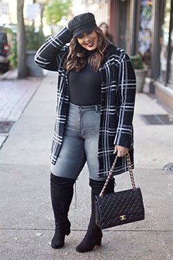 Mis propias ideas sobre Stitch Fix, modelo de talla grande: traje de talla grande,  Bota por encima de la rodilla,  Modelo de talla grande  