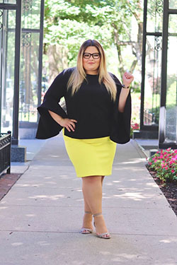 Traje de trabajo de talla grande, Falda lápiz, Ropa de talla grande: traje de talla grande,  talla pequeña,  manga de campana,  Traje de trabajo,  Vestimenta de chica gordita  