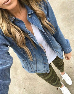 Ideas de atuendo de chaleco de mezclilla: Trajes De Mezclilla,  chaqueta de jean,  Atuendos Informales  