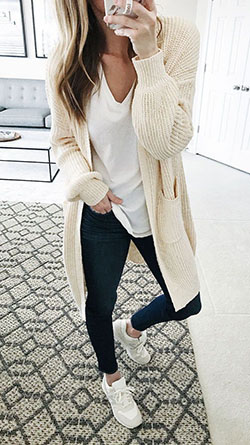 Outfits con cárdigan largo, Diseño de moda y Ropa casual: Fotografía de moda,  trajes de invierno,  Estilo callejero,  Atuendos Informales,  Trajes De Cárdigan Largo  