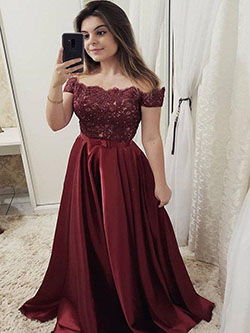 Vestido de fiesta granate con hombros descubiertos: vestidos de coctel,  Vestido de noche,  Vestido de la dama de honor,  modelo,  Trajes de gala,  Ropa formal,  vestido de fiesta nupcial,  Traje Granate  