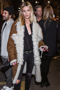 Anja rubik street style, moda callejera, diseño de moda, ropa de piel, anja rubik, cabello largo: Fotografía de moda,  ropa de piel,  Pelo largo,  trajes de invierno,  Estilo callejero  