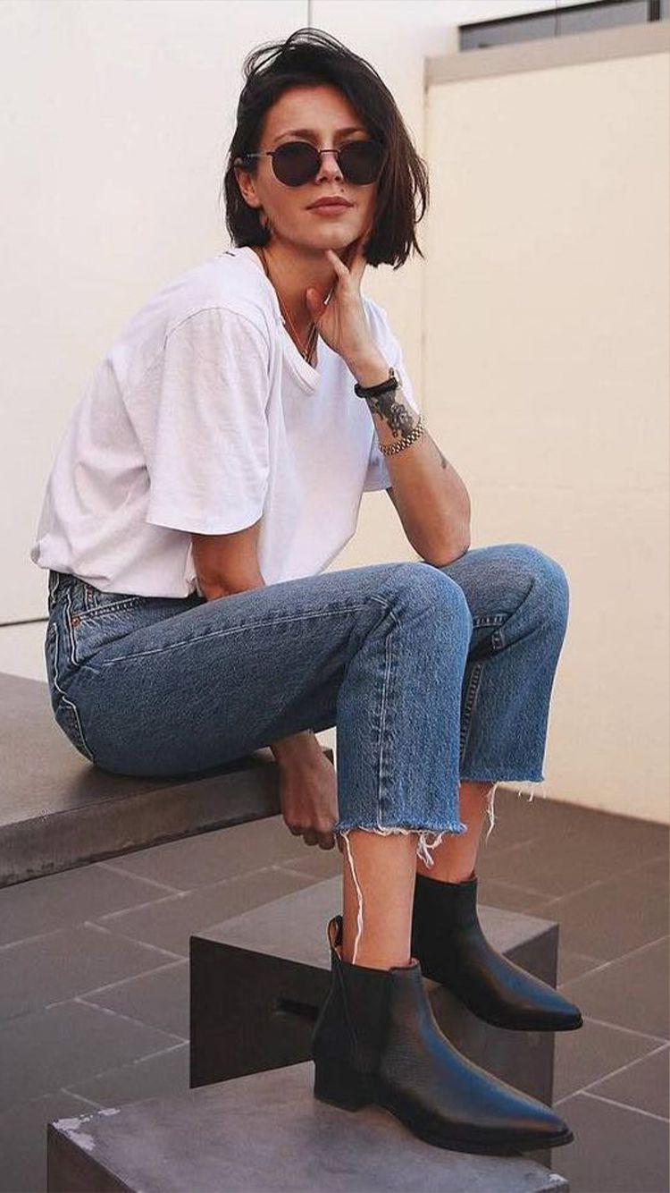 botas chelsea estilo años 90: Atuendos Informales,  Atuendos Con Botas,  botas chelsea  