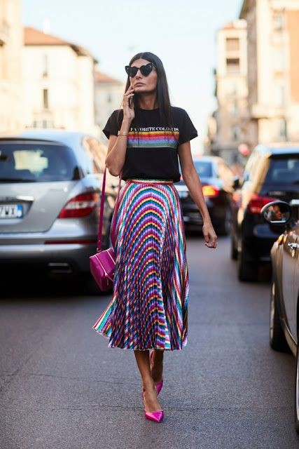 Best of outfits faldas palisades, Twin Set Long Skirt: top corto,  Trajes De Falda,  Estilo callejero,  FALDA VUELO,  Falda con giro,  Falda alta-baja,  Falda a rayas,  Falda oscilante  